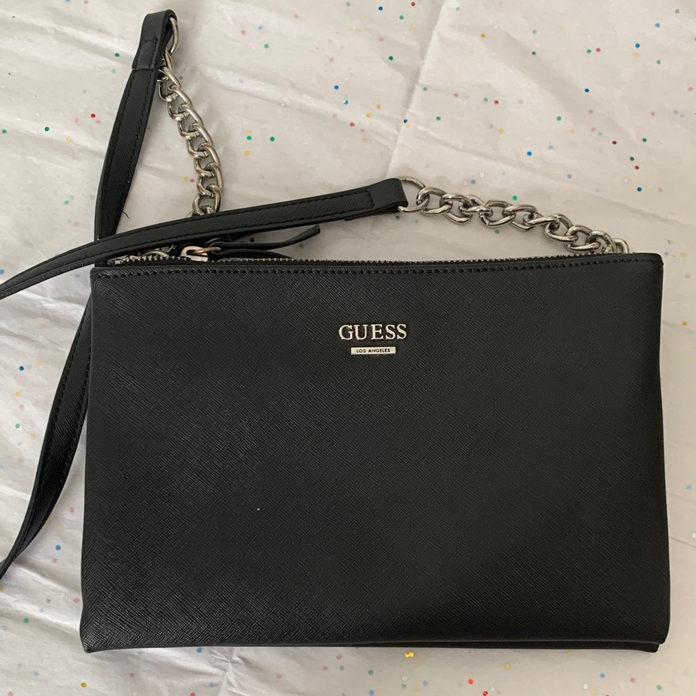 GUESS Black Wristlet with Chain Detail
